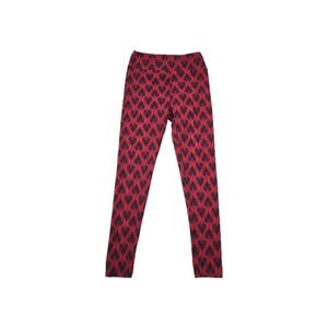 Lularoe Women's One Size‎ Leggings Black Red Peacock Feather Pattern
